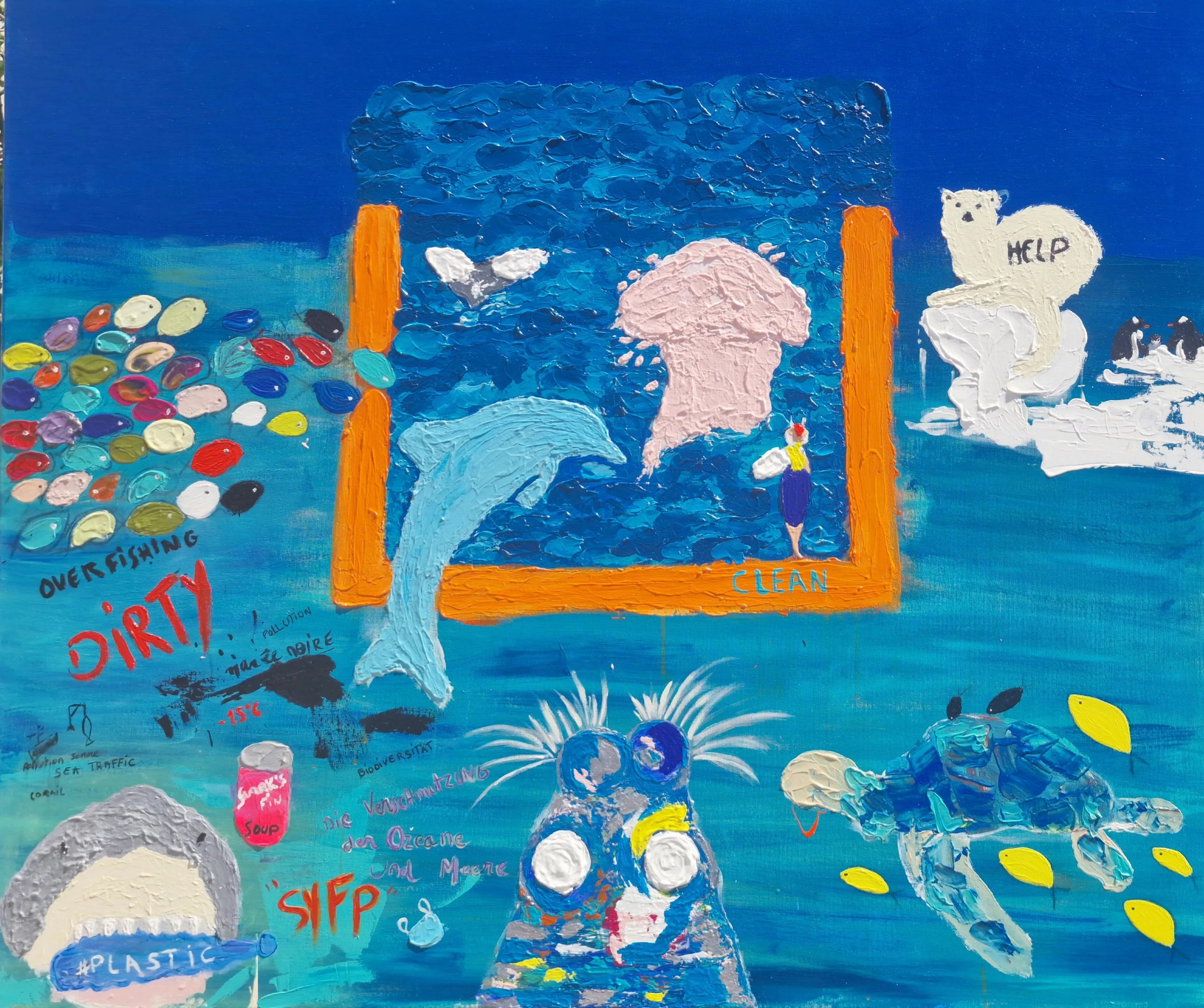 Le Tableau Bleu, Acrylique sur toile de Venice Voisin